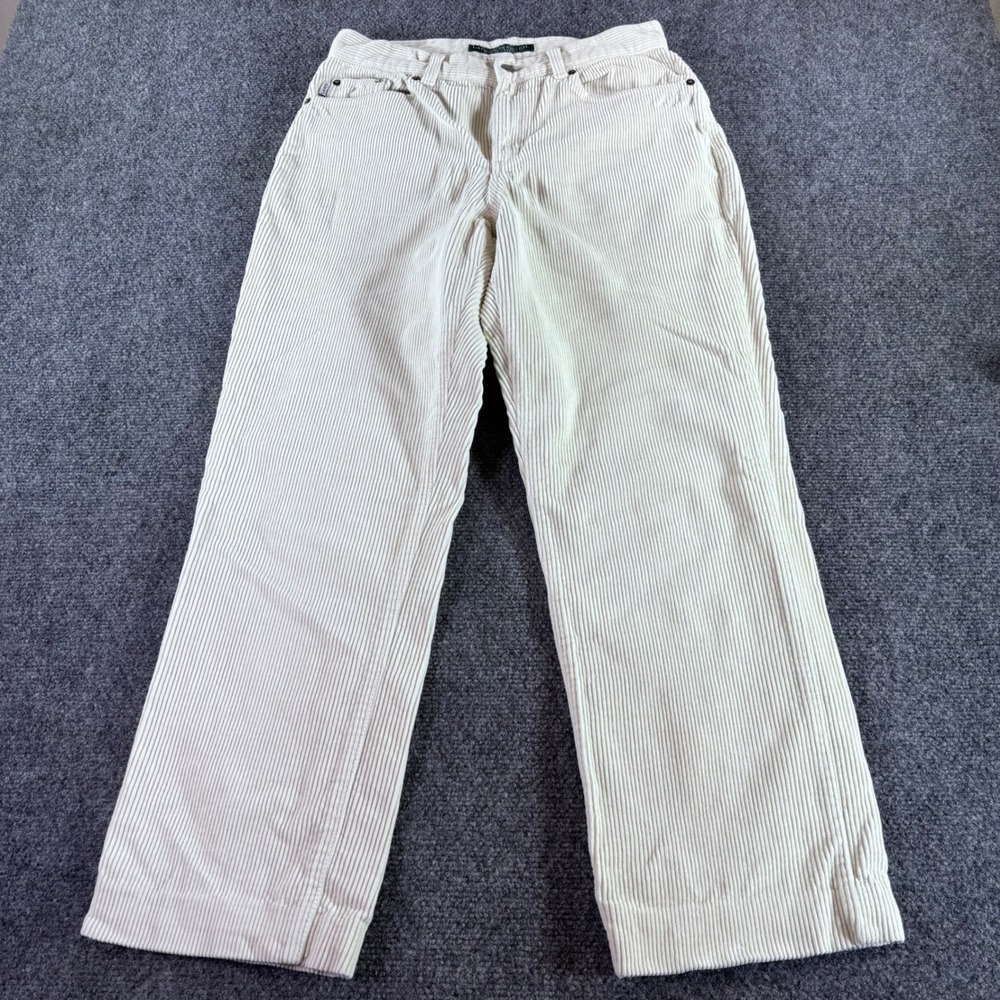 Lauren Jeans Co Ralph Lauren Corduroy Pants Womens 6 Cream Straight Leg Neutral